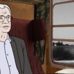 Kishon animated sitting on train